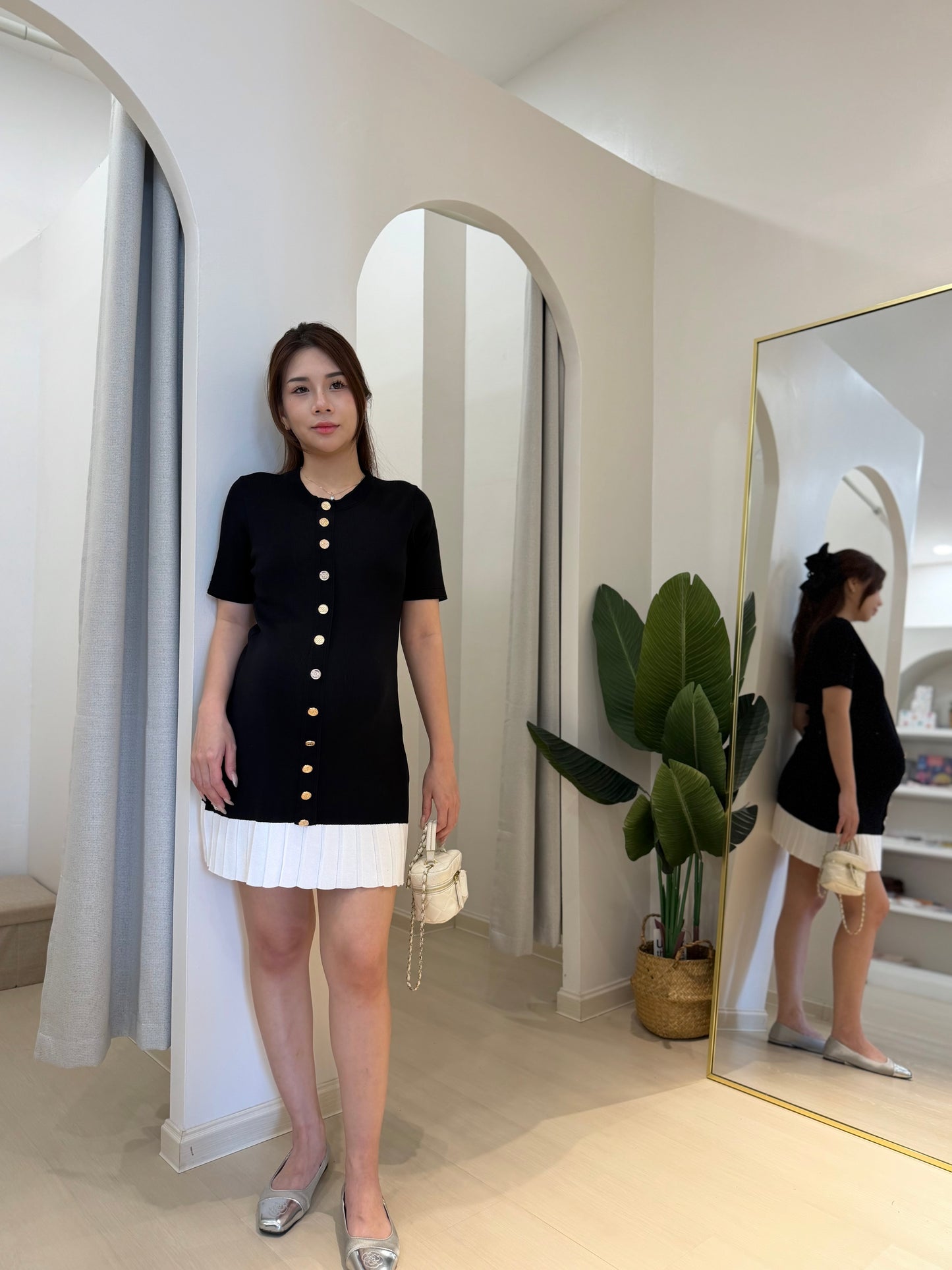 Vanya Pleated Knit Dress
