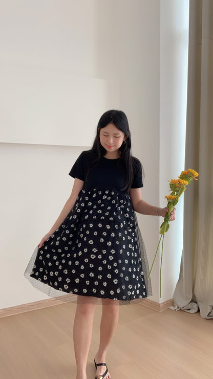 Morie Black Belly Flare Dress