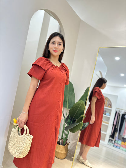 Feena Elegant Button Down Midi Dress