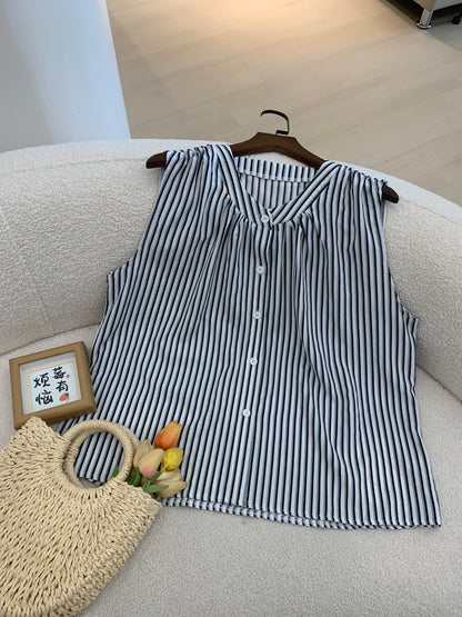 Candy Sleeveless Striped Blouse