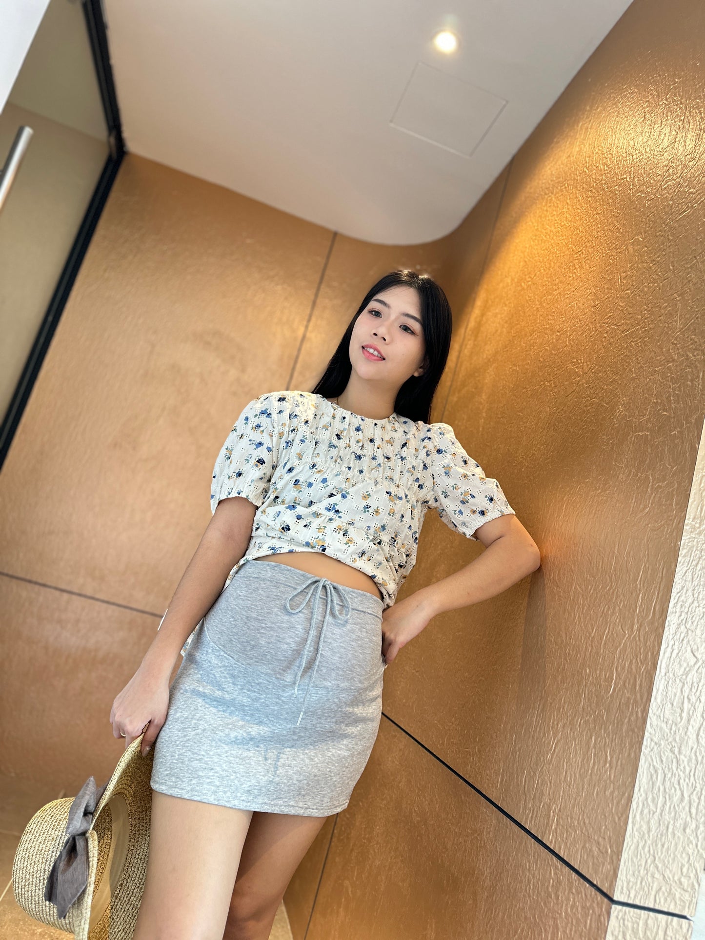 Shayne Cotton Casual Mini Skirt