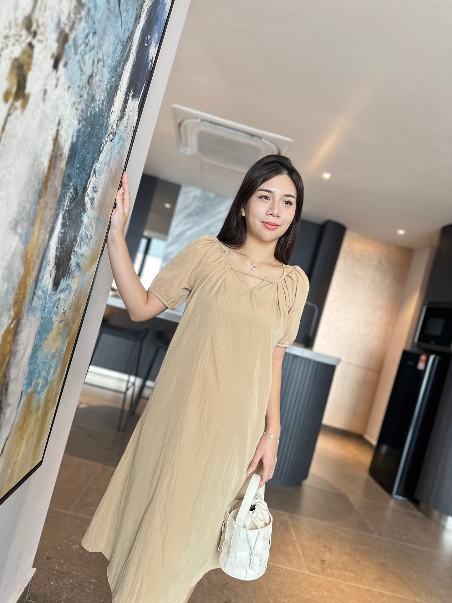 Mindee Khaki Loose Dress