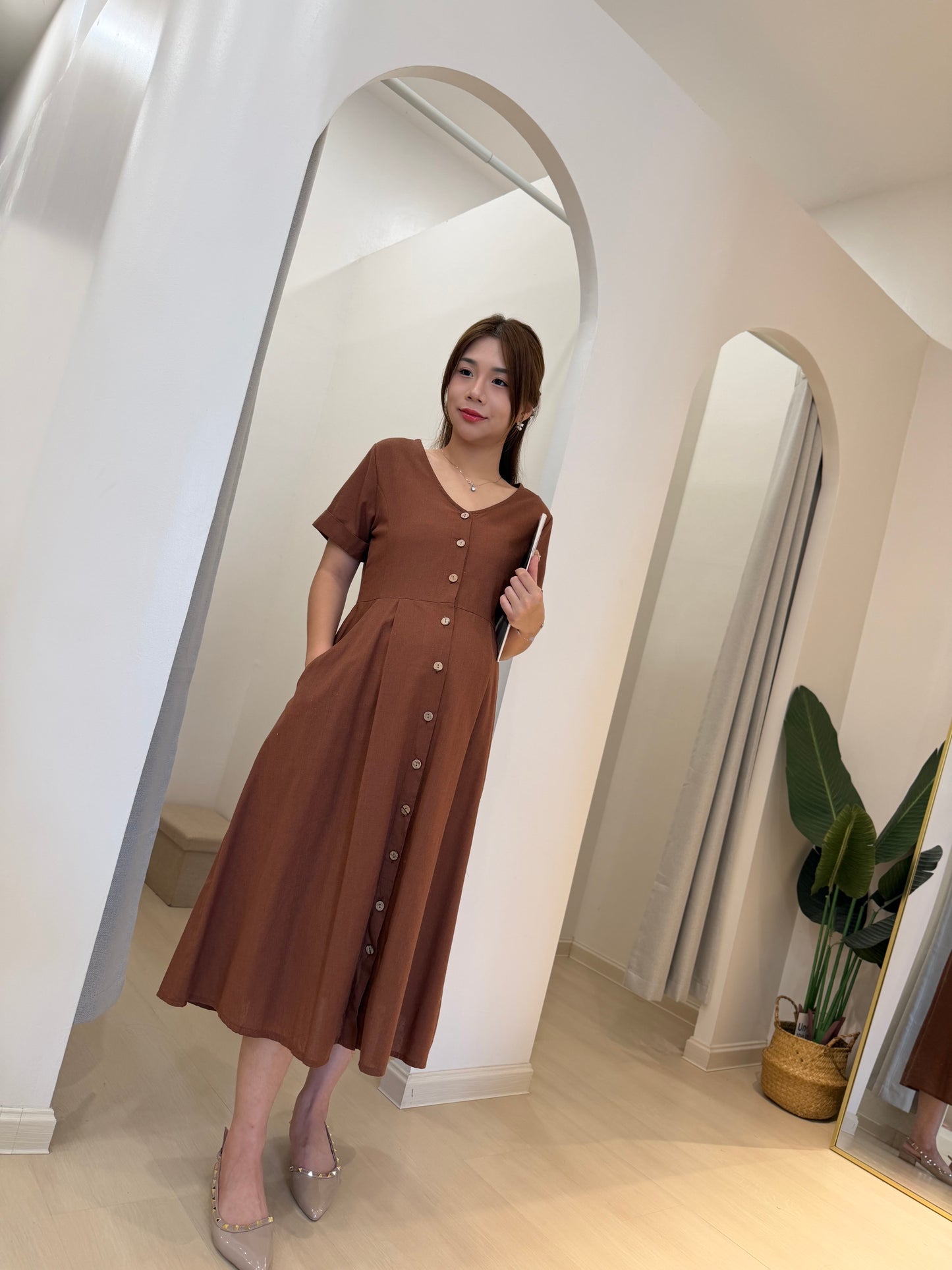 Zenna Flow Button Dress