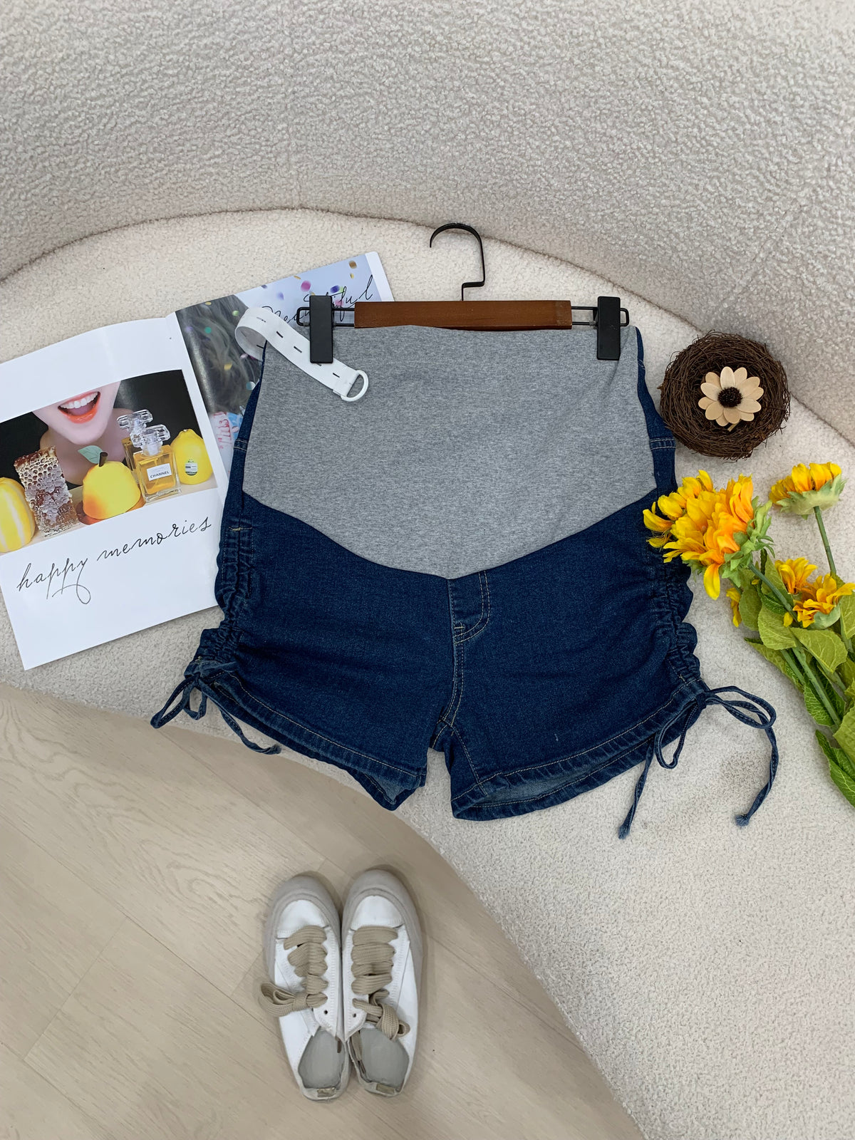 Romy Drawstring Denim Shorts