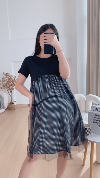 Morinn Black Belly Flare Dress