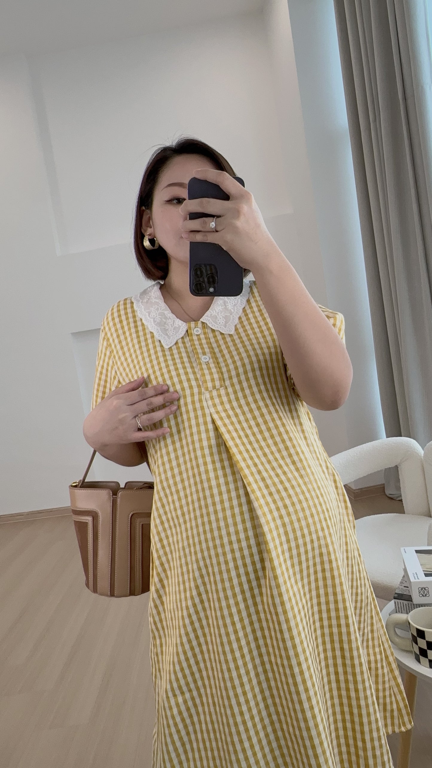 Jamie Yellow Plaid Maternity Dress