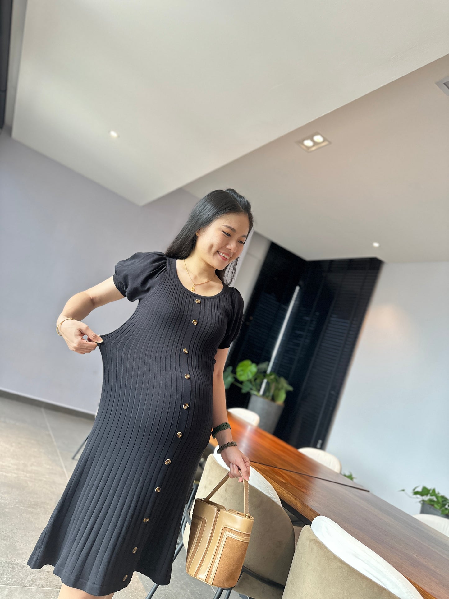 Veanna Black Knits Dress