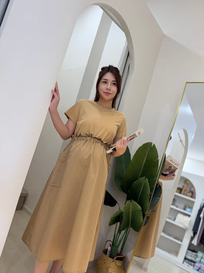 Zoyya Drawstring Pocket Flare Dress