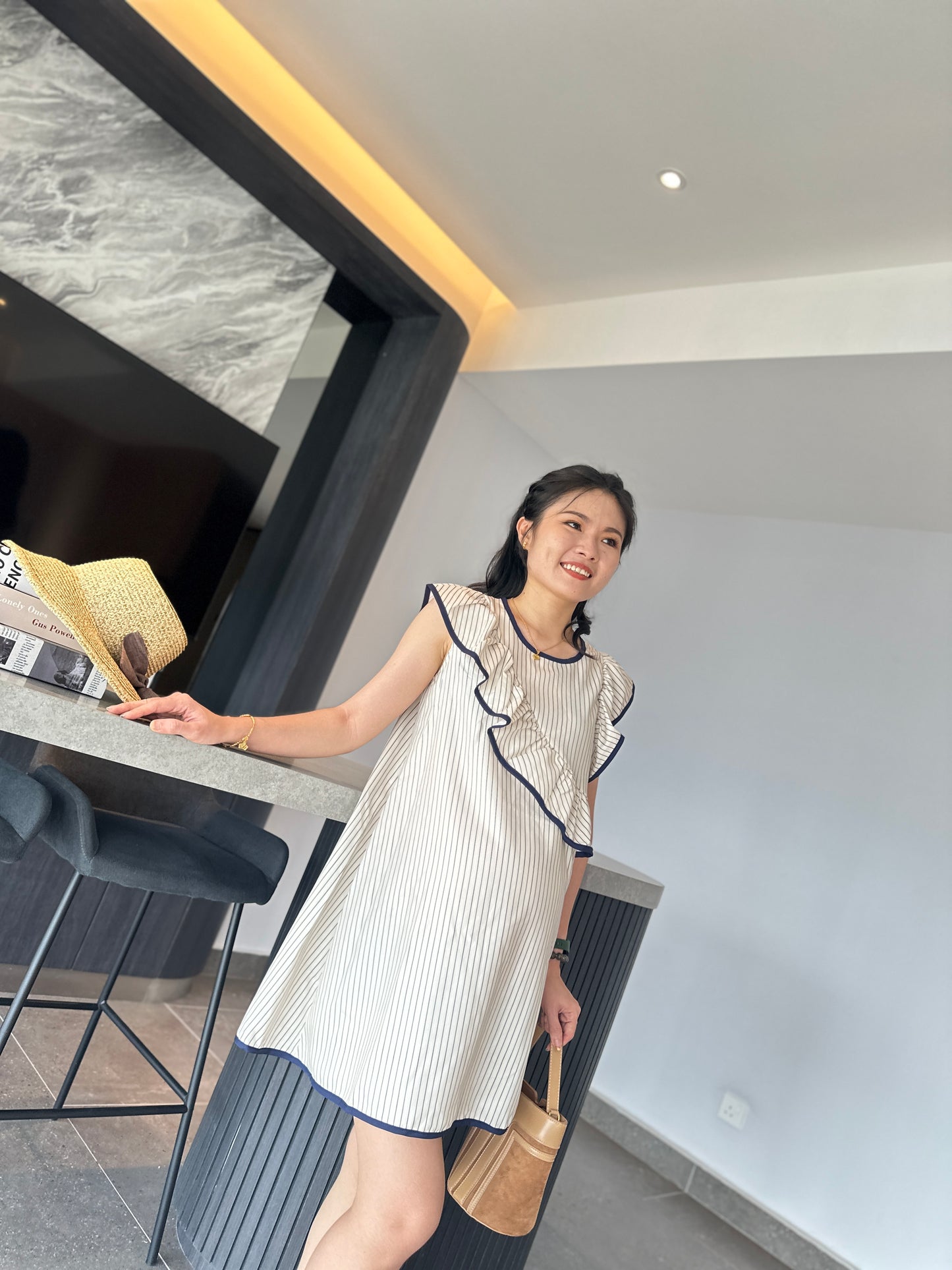 Alvera Ruffle Stripes Dress