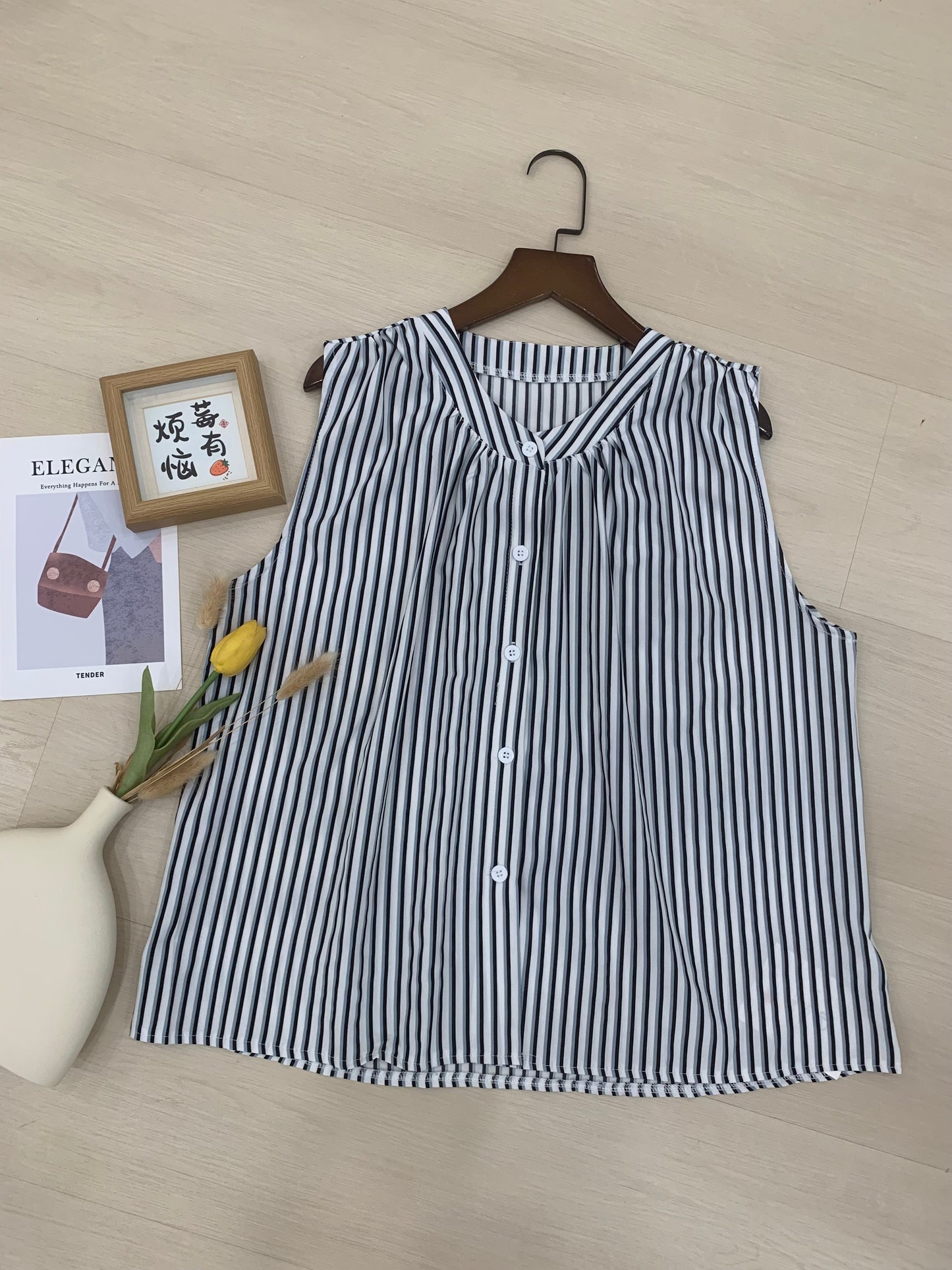 Candy Sleeveless Striped Blouse