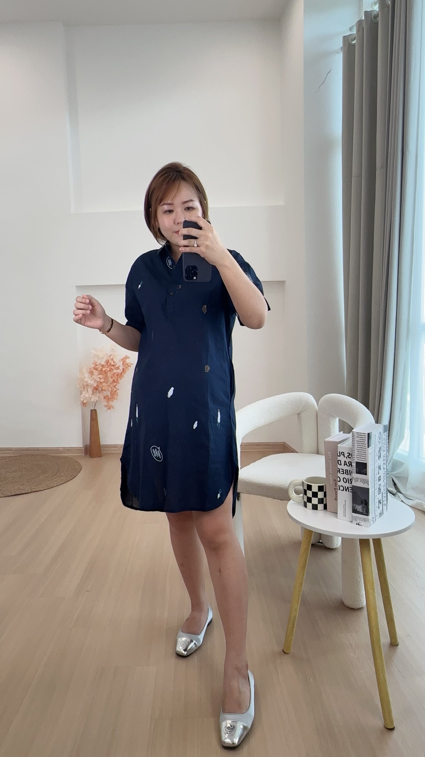 Mable Collared Navy Dress