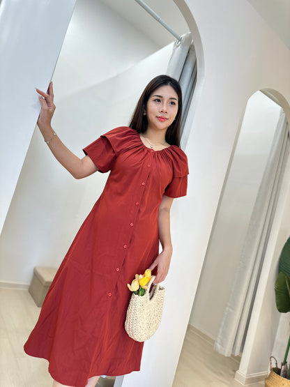 Feena Elegant Button Down Midi Dress