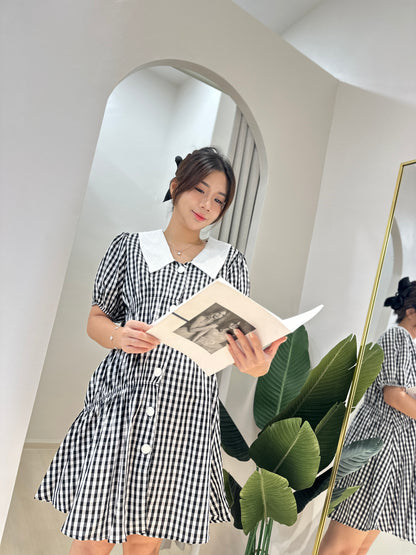 Hazel Black And White Plaid Maternity Dress