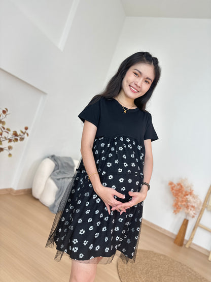 Morie Black Belly Flare Dress