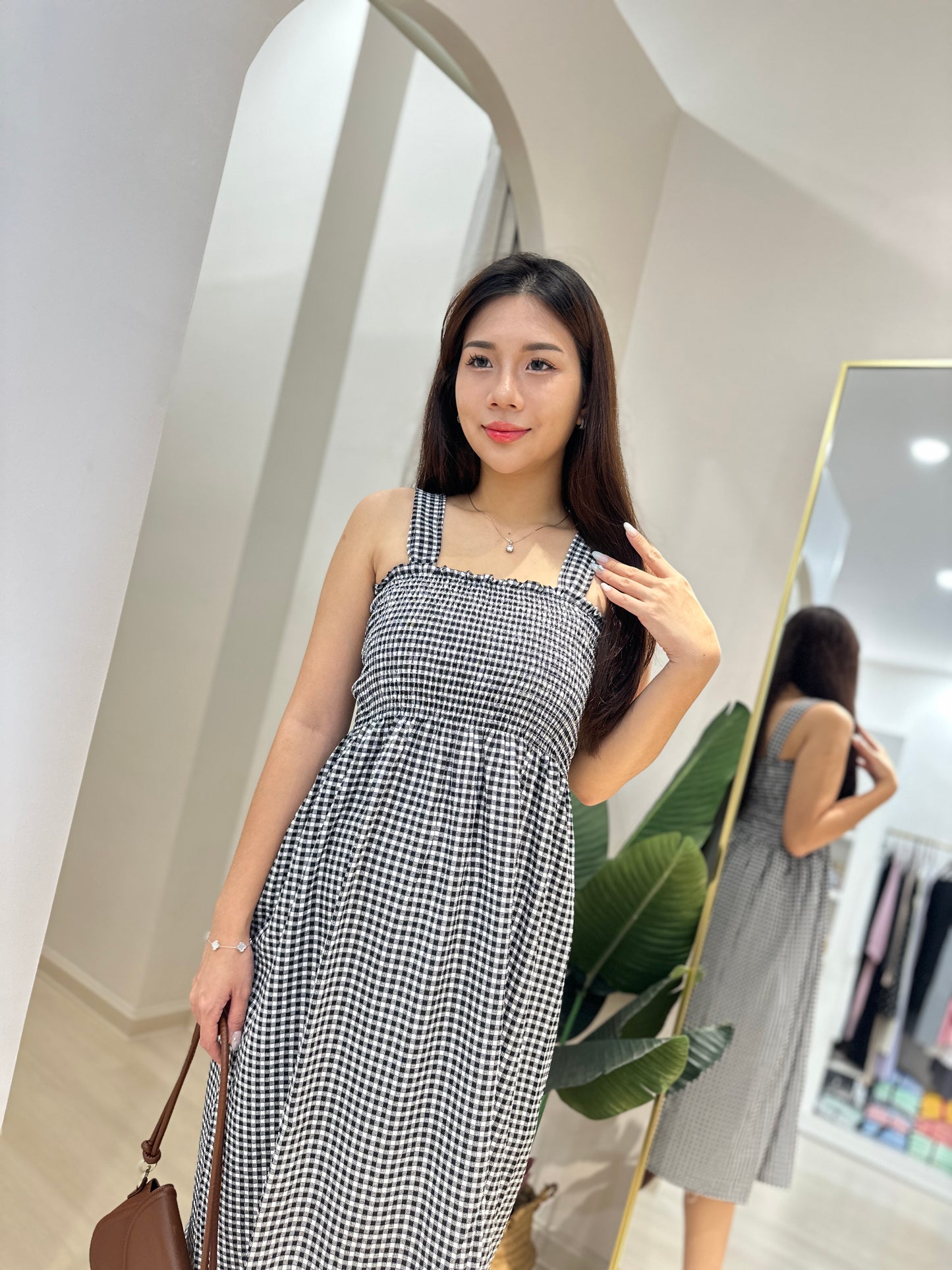 Liliah Checkered Midi Dress