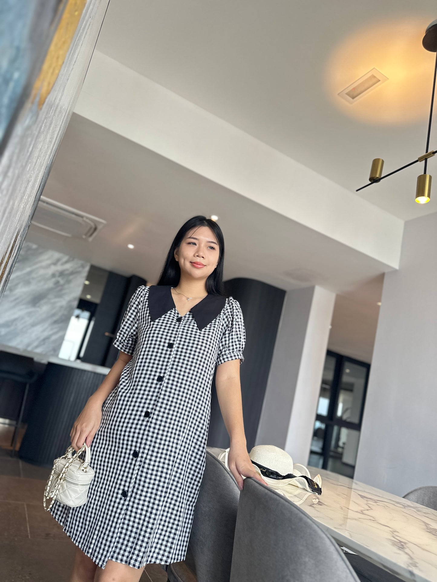 Lovell Grid Collared Dress
