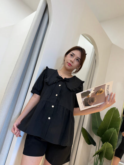 Zaria Ruffle Collar Peplum Blouse
