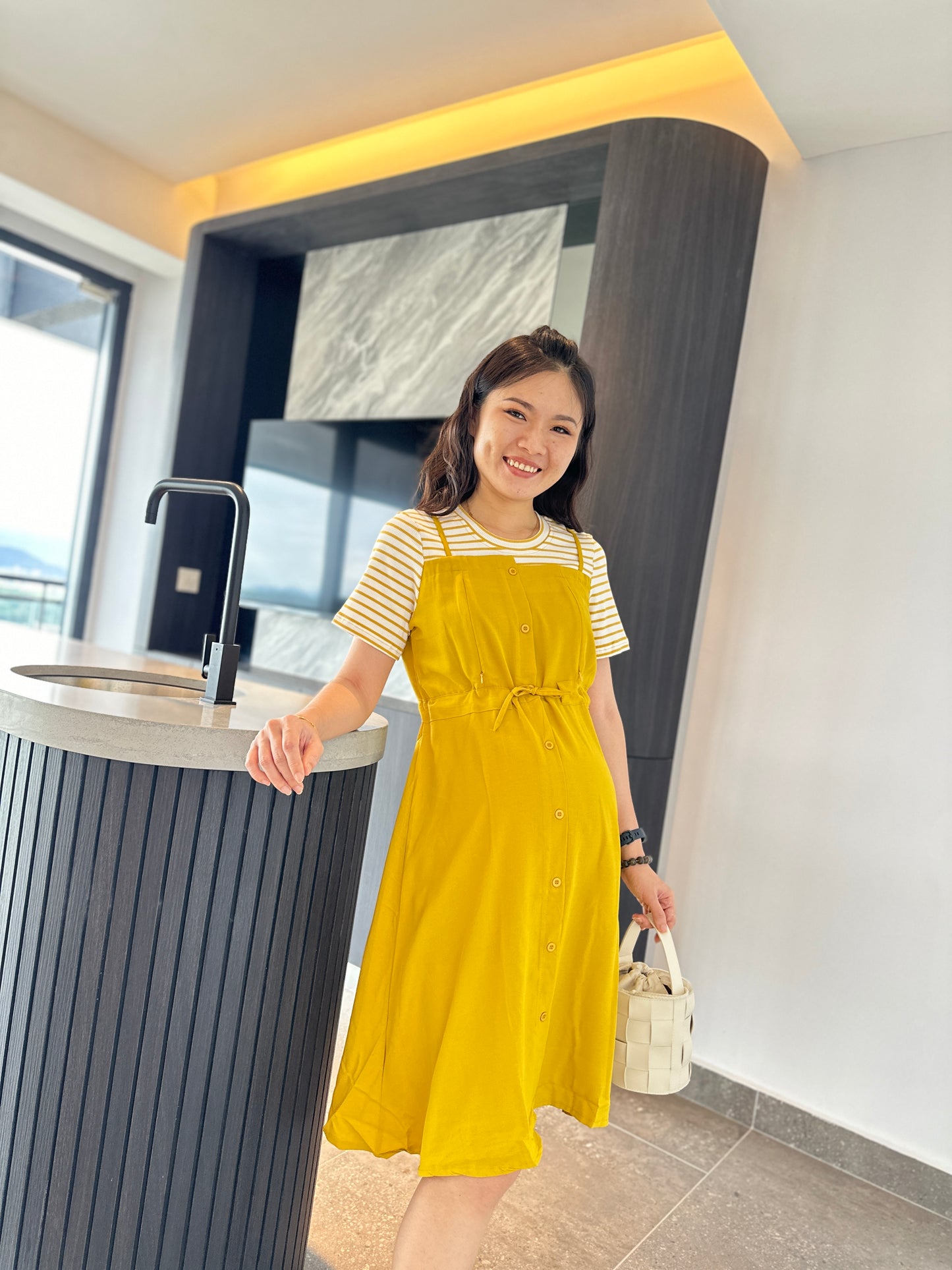 Lizz Mustard Nursing Dress