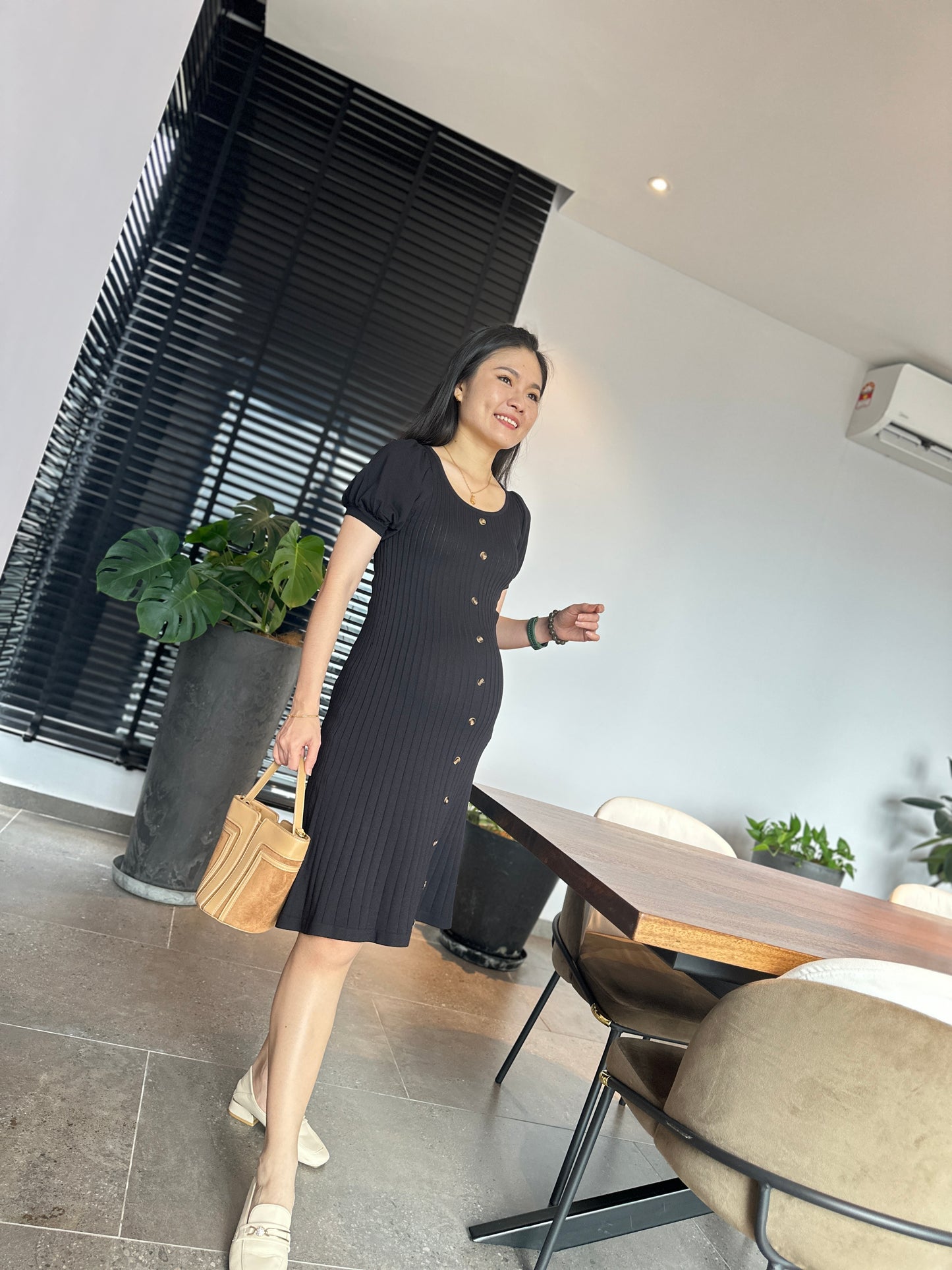 Veanna Black Knits Dress