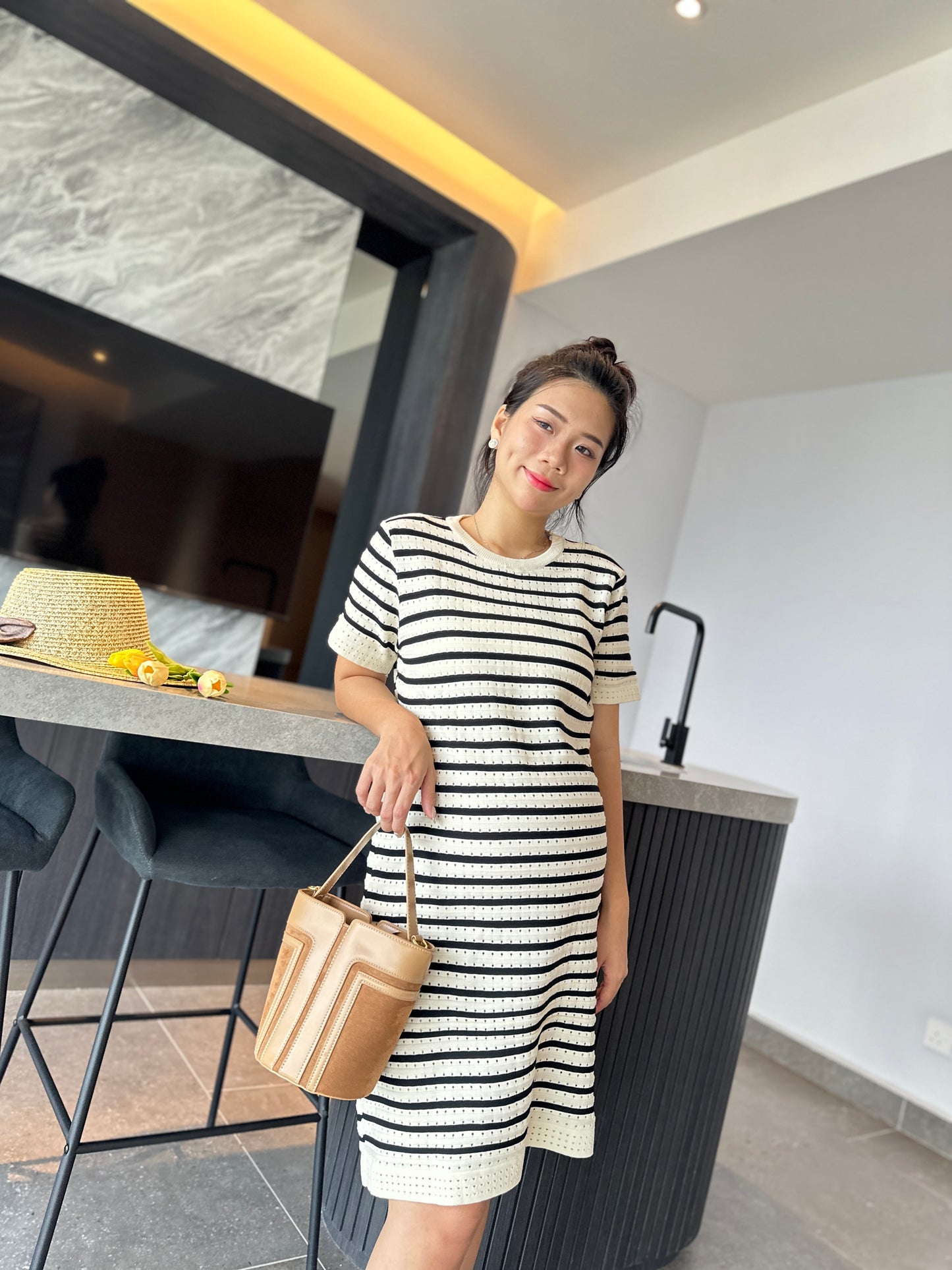 Ellass Stripes Knits Dress