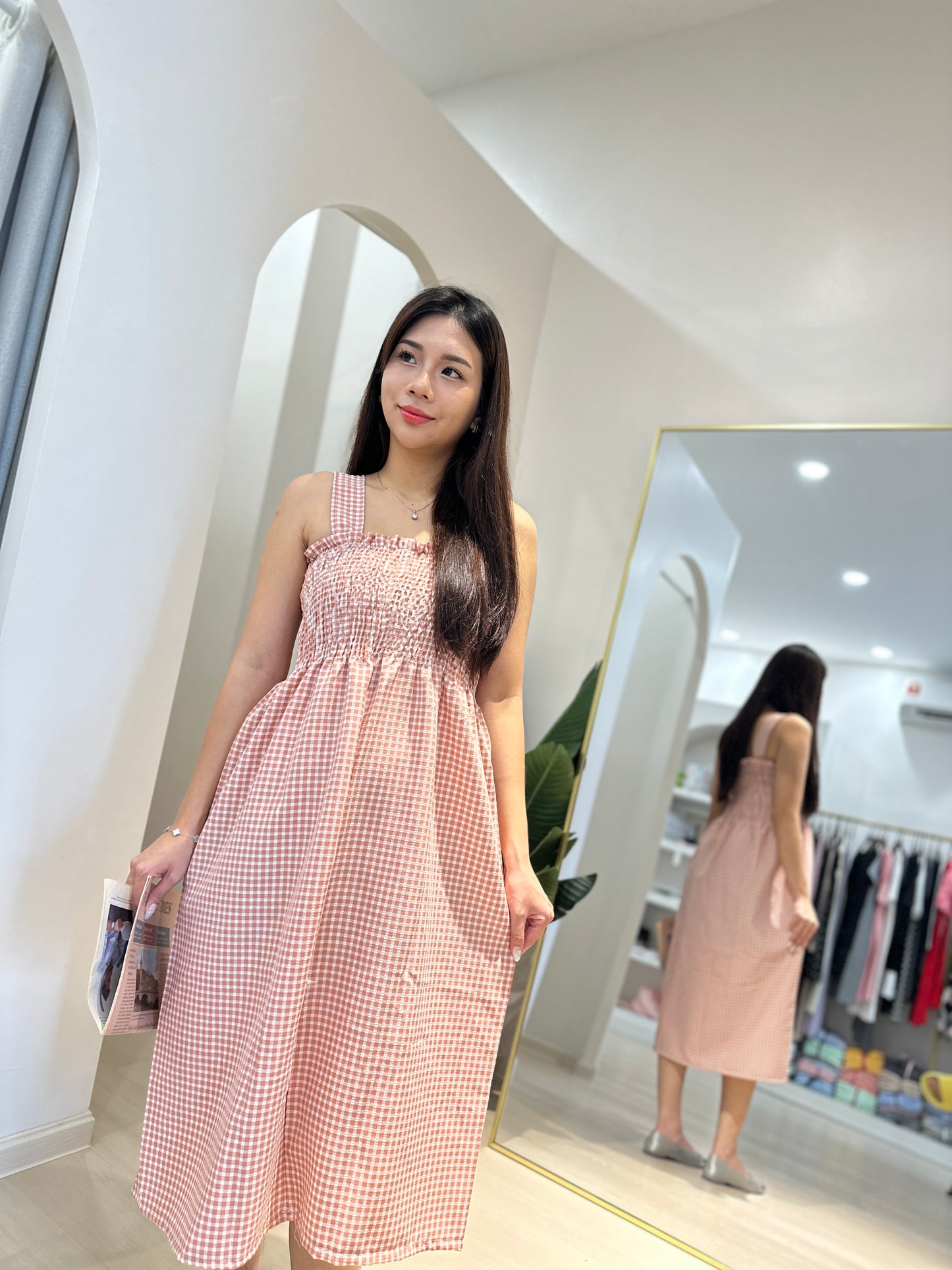 Liliah Checkered Midi Dress