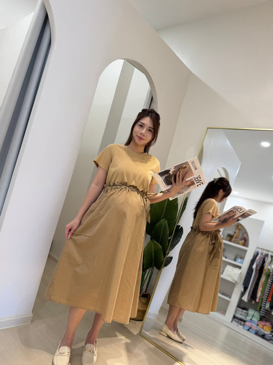 Zoyya Drawstring Pocket Flare Dress