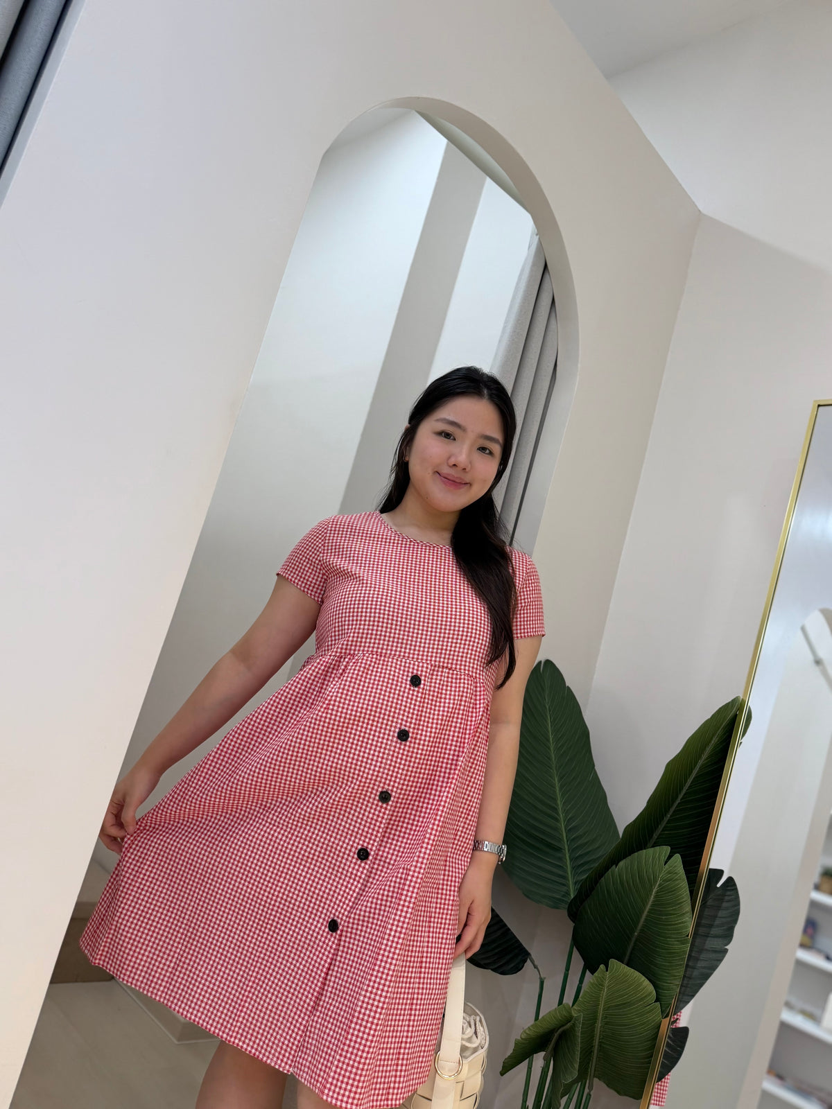 Xena Sleeved Grid Dress