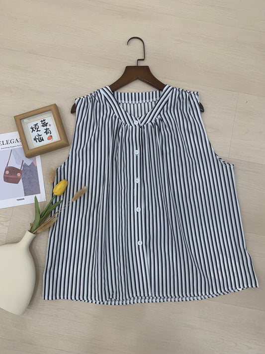 Candy Sleeveless Striped Blouse