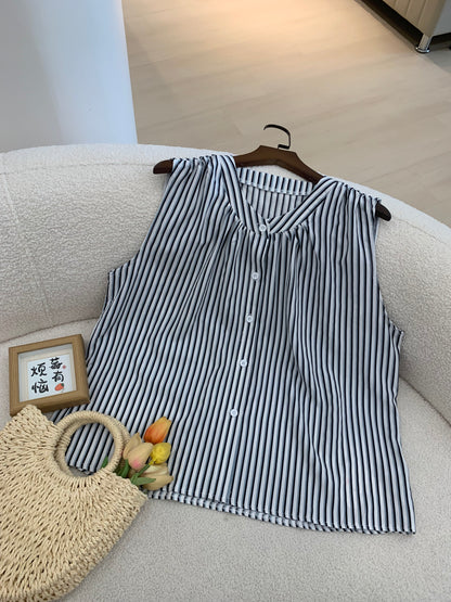 Candy Sleeveless Striped Blouse
