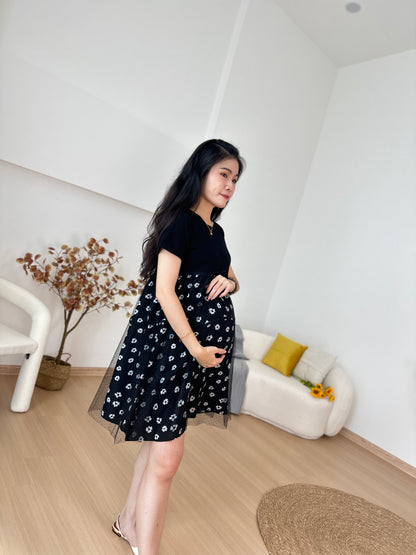 Morie Black Belly Flare Dress