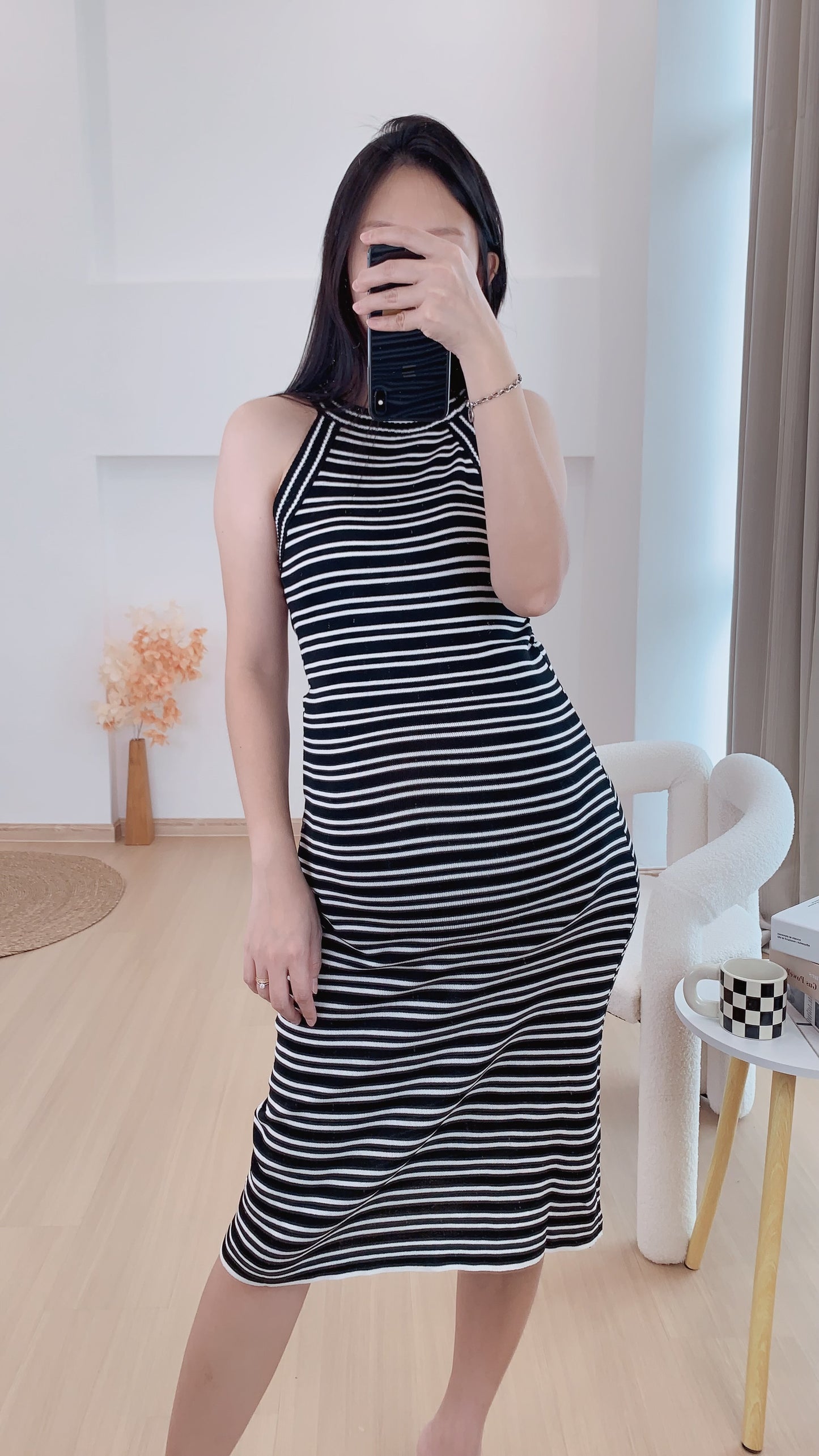 Carrie Halter Neck Stripes Dress