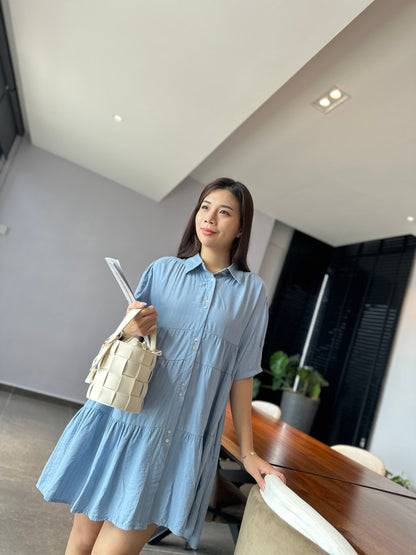 Lrene Button Flare Dress