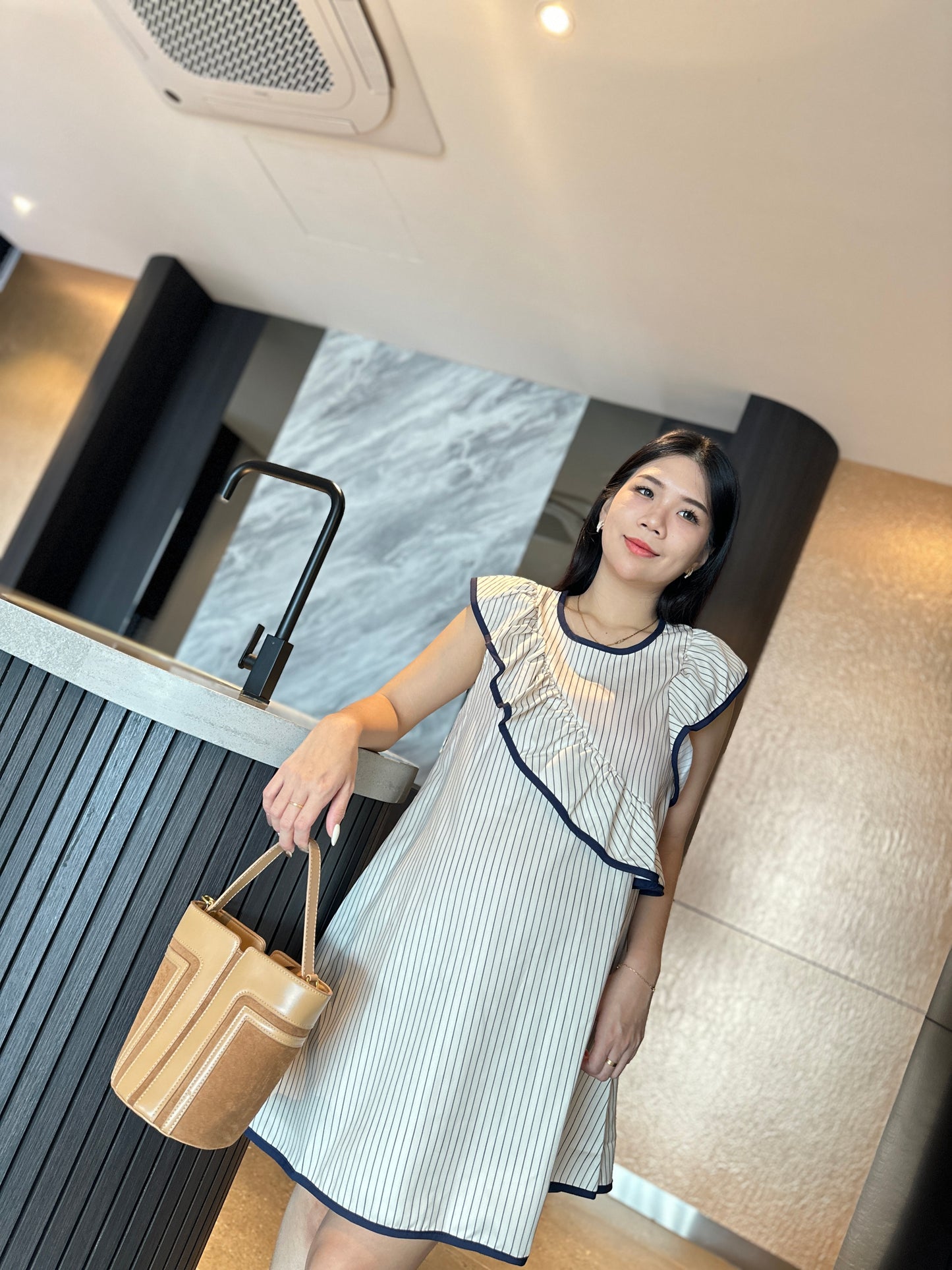 Alvera Ruffle Stripes Dress