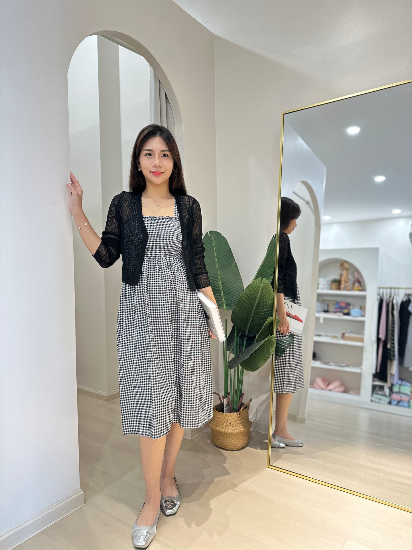 Liliah Checkered Midi Dress