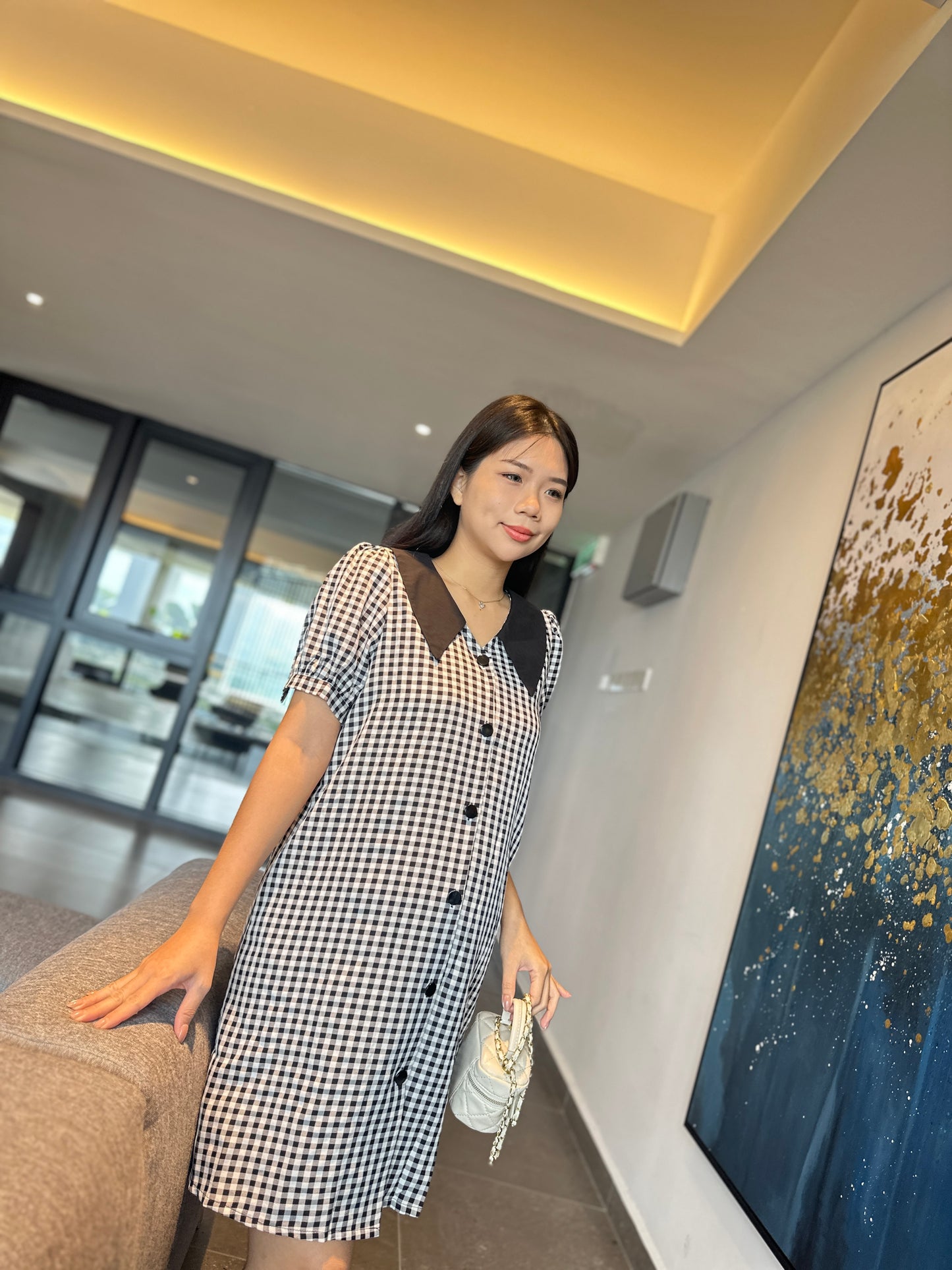 Lovell Grid Collared Dress