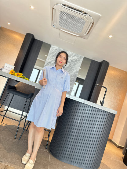 Denize Blue Collar Stripes Maternity Dress