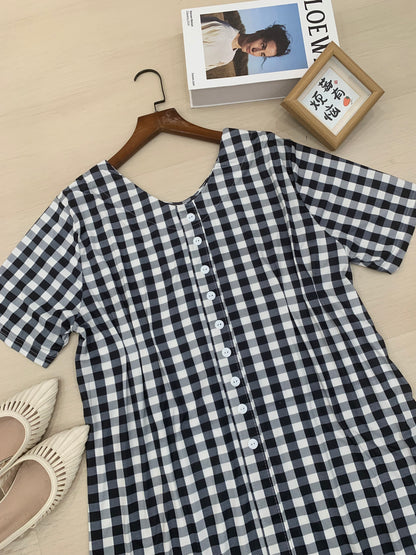 Leeya Plaid Cotton Linen Dress