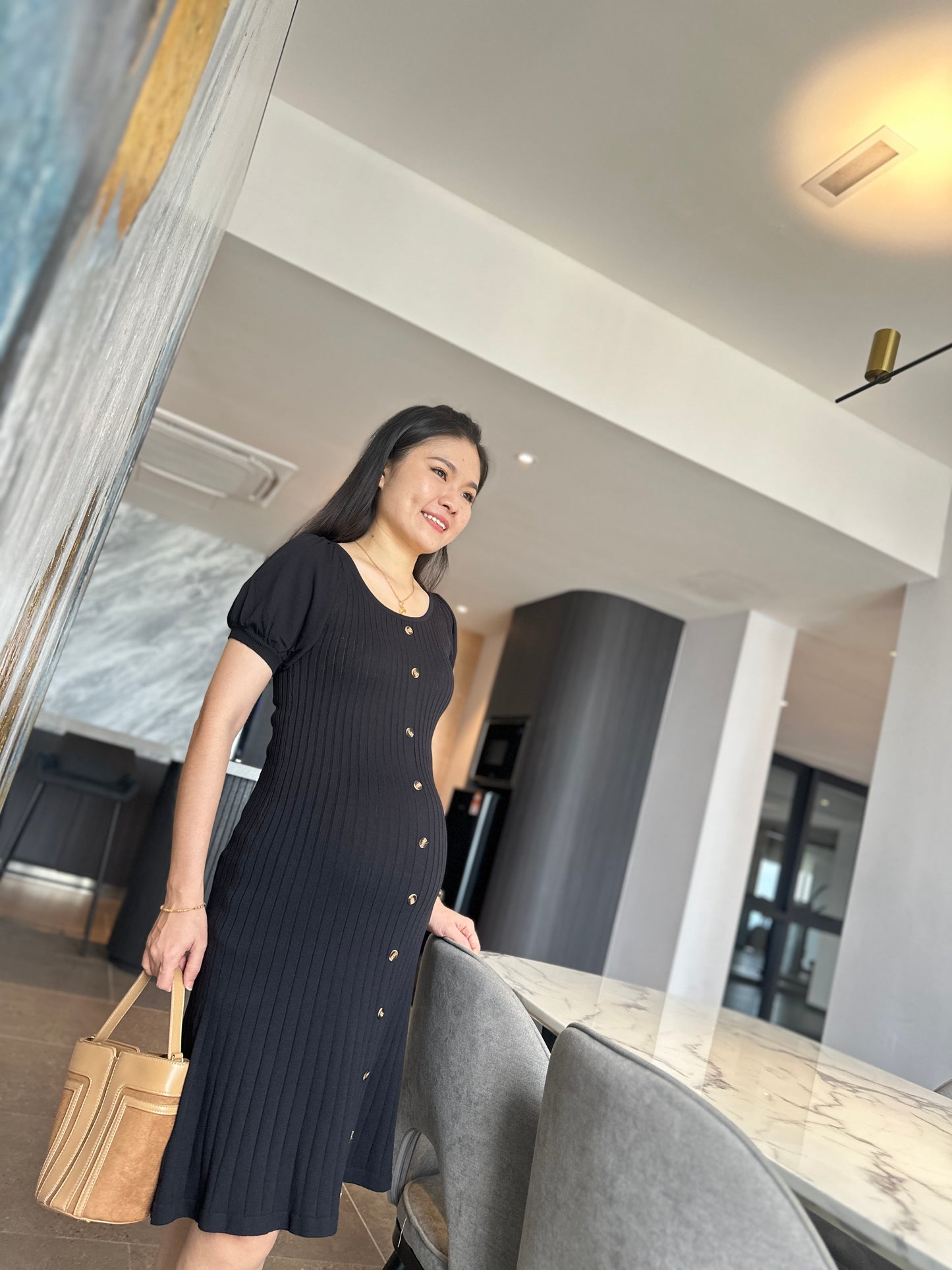 Veanna Black Knits Dress