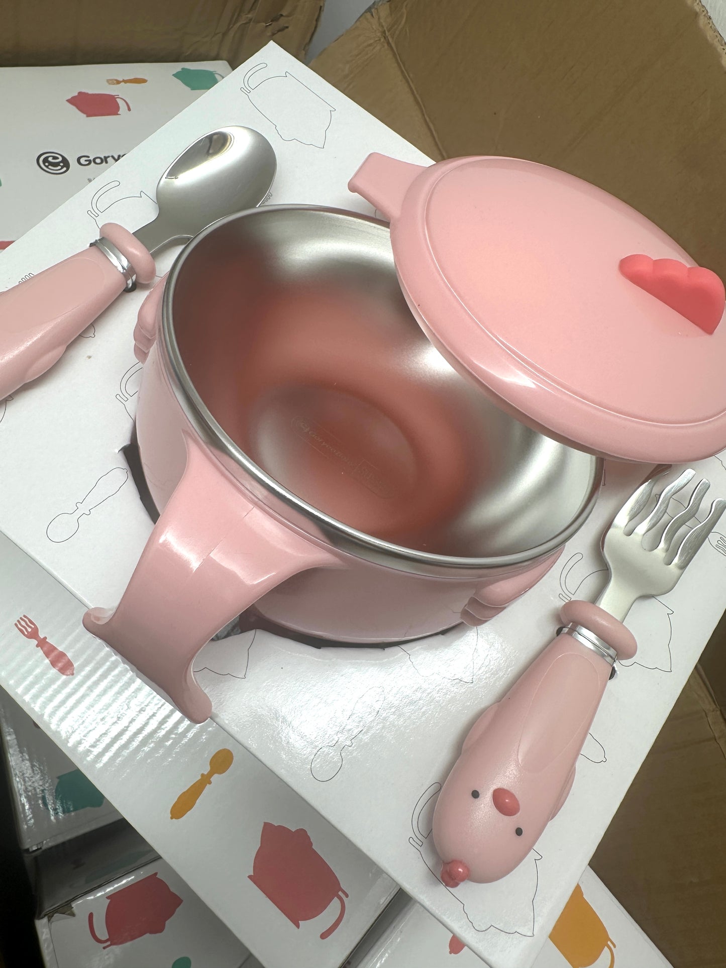 GoryeoBaby Stainless Steel Anti-drop Bowl Three-Piece Tableware Set