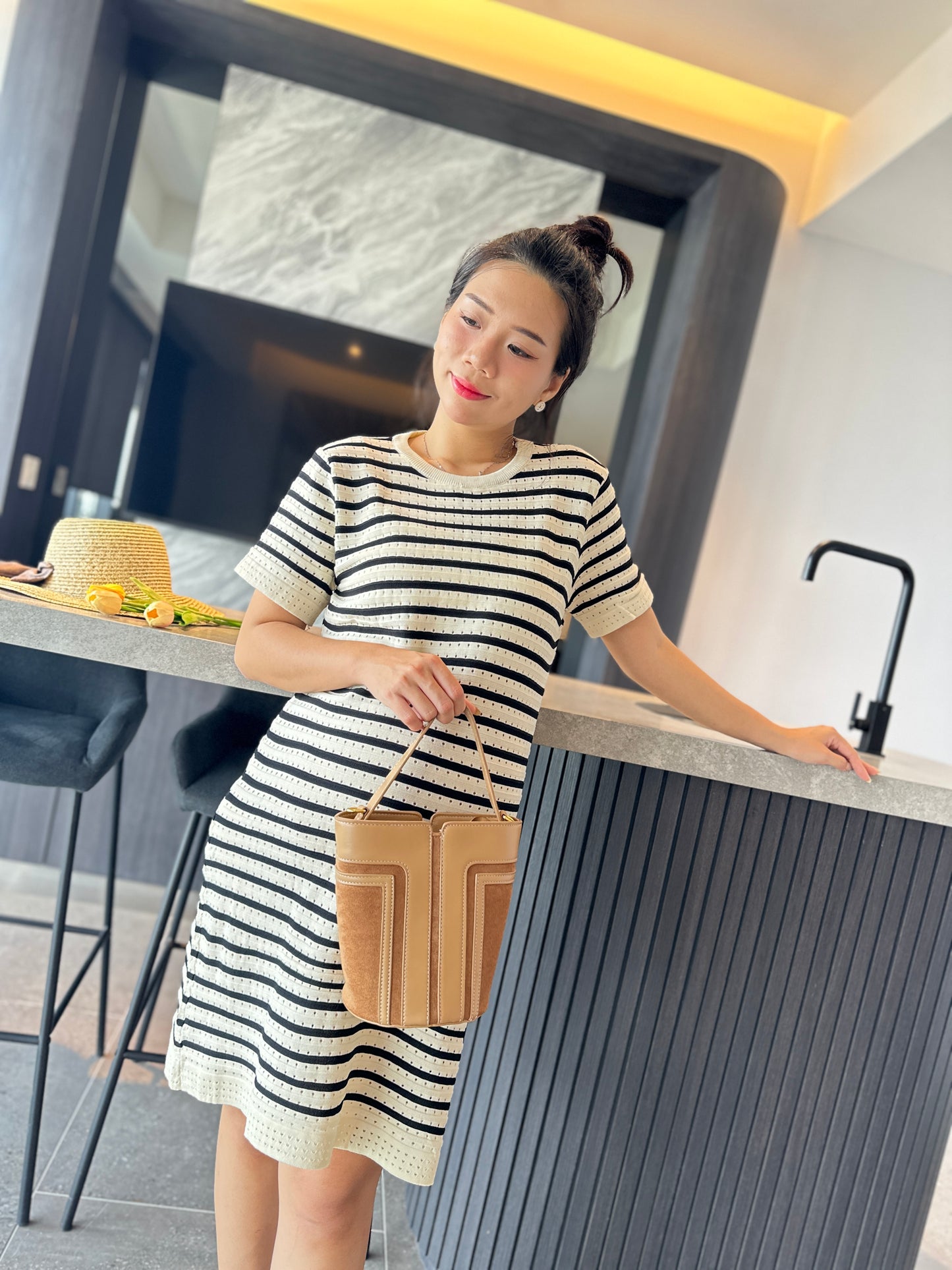 Ellass Stripes Knits Dress