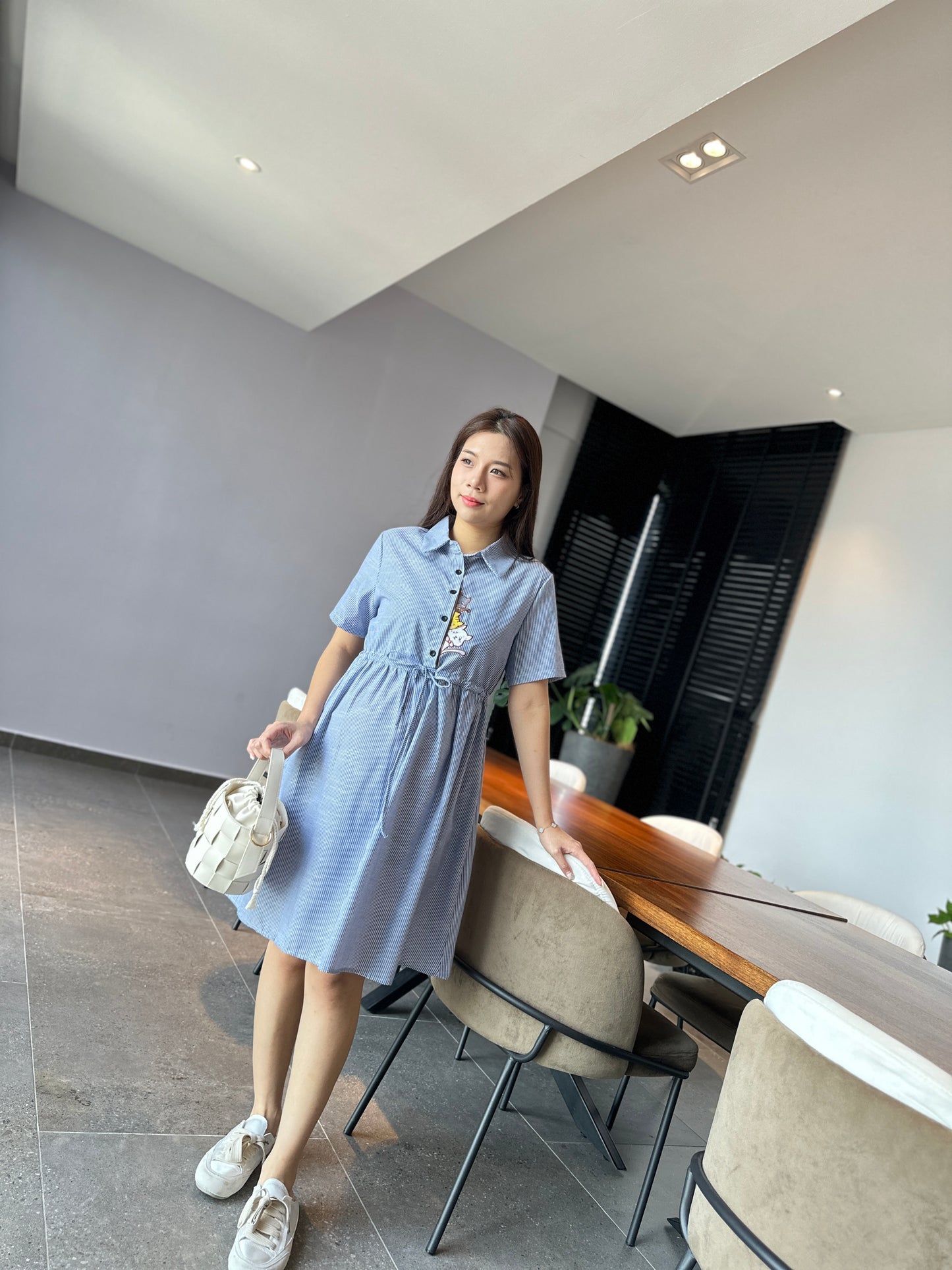 Weyzoe  Kitten Blue Stripes Dress