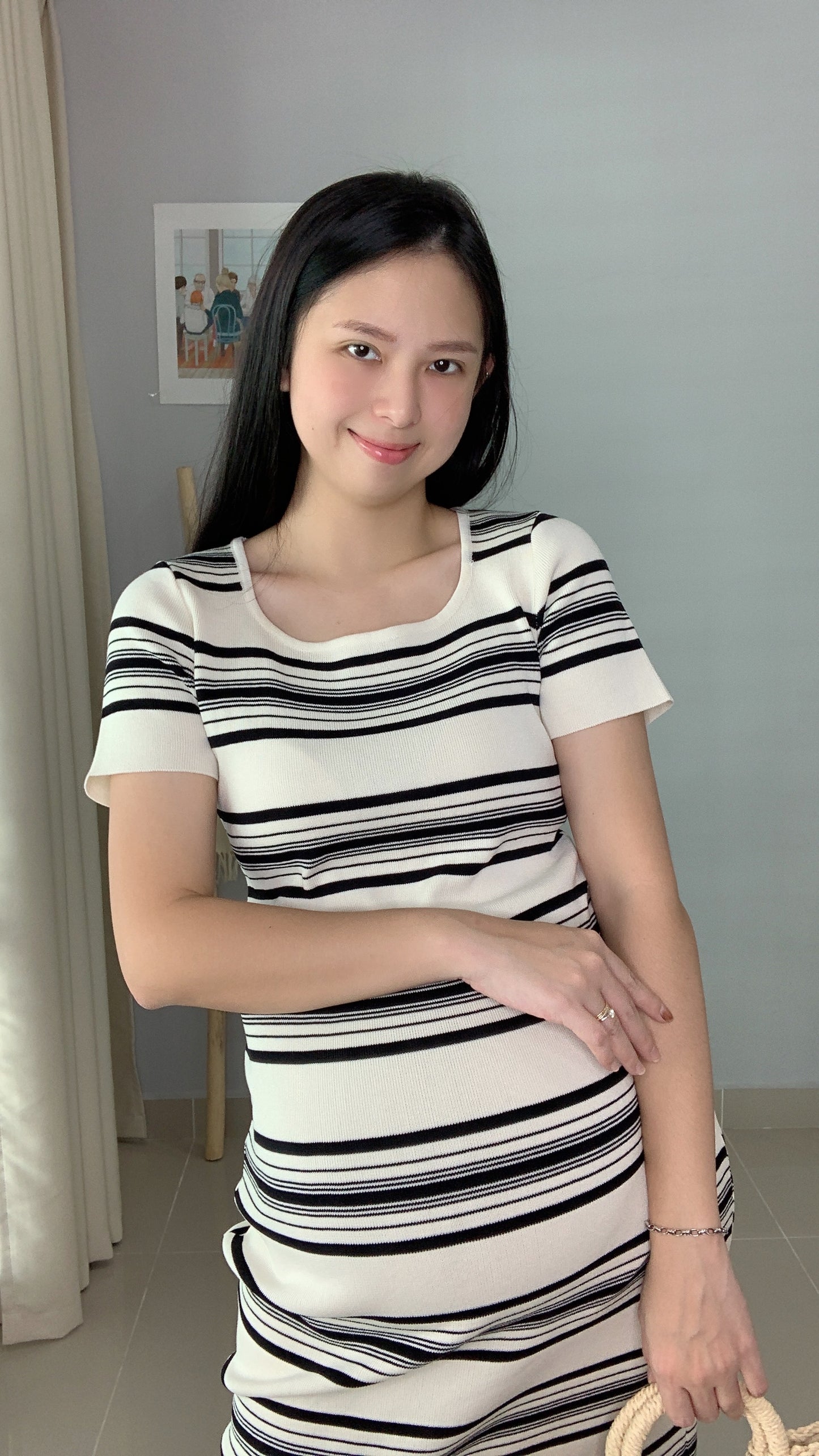 Vayne Stripes Stretchy Knits Dress