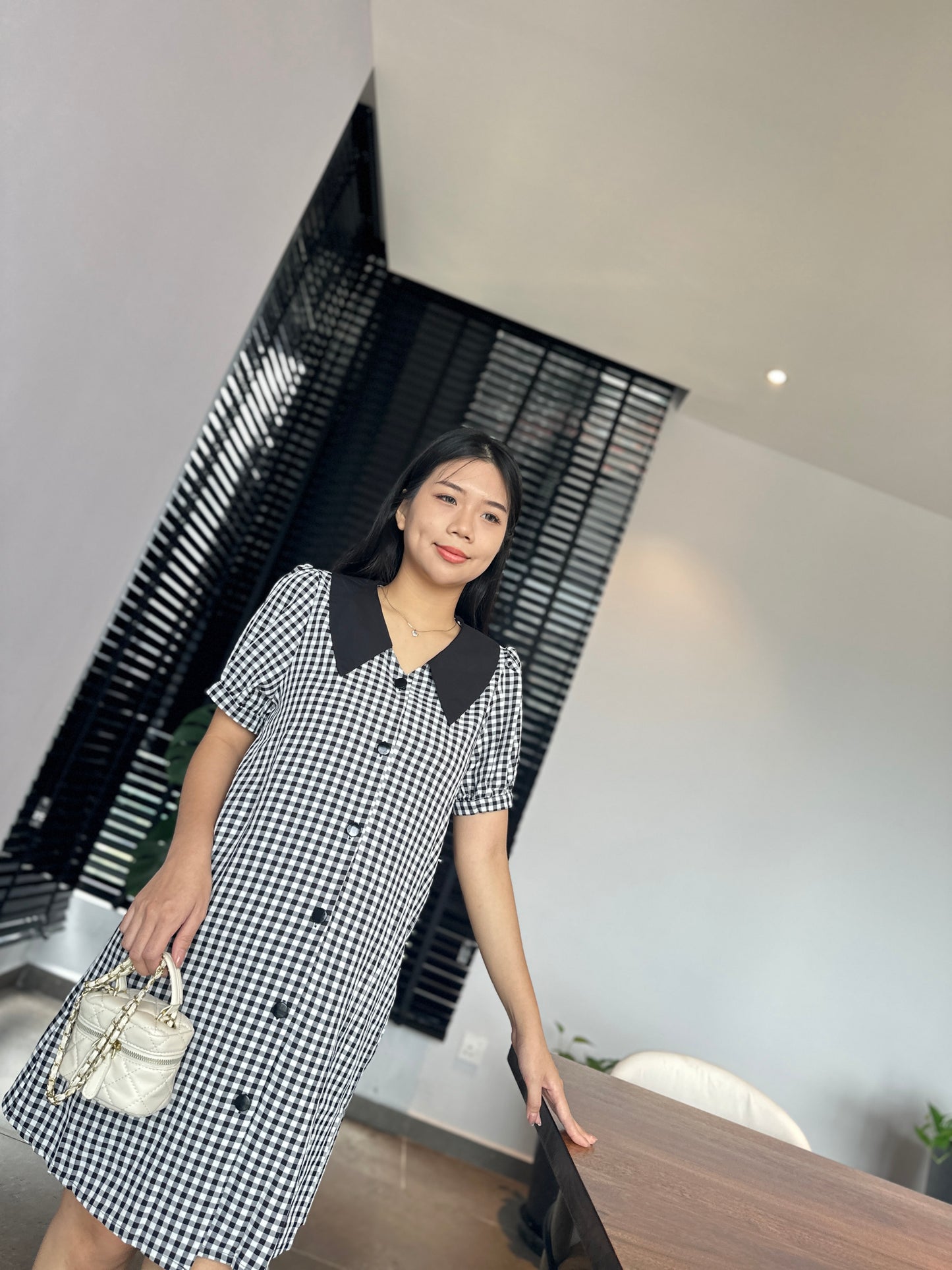 Lovell Grid Collared Dress