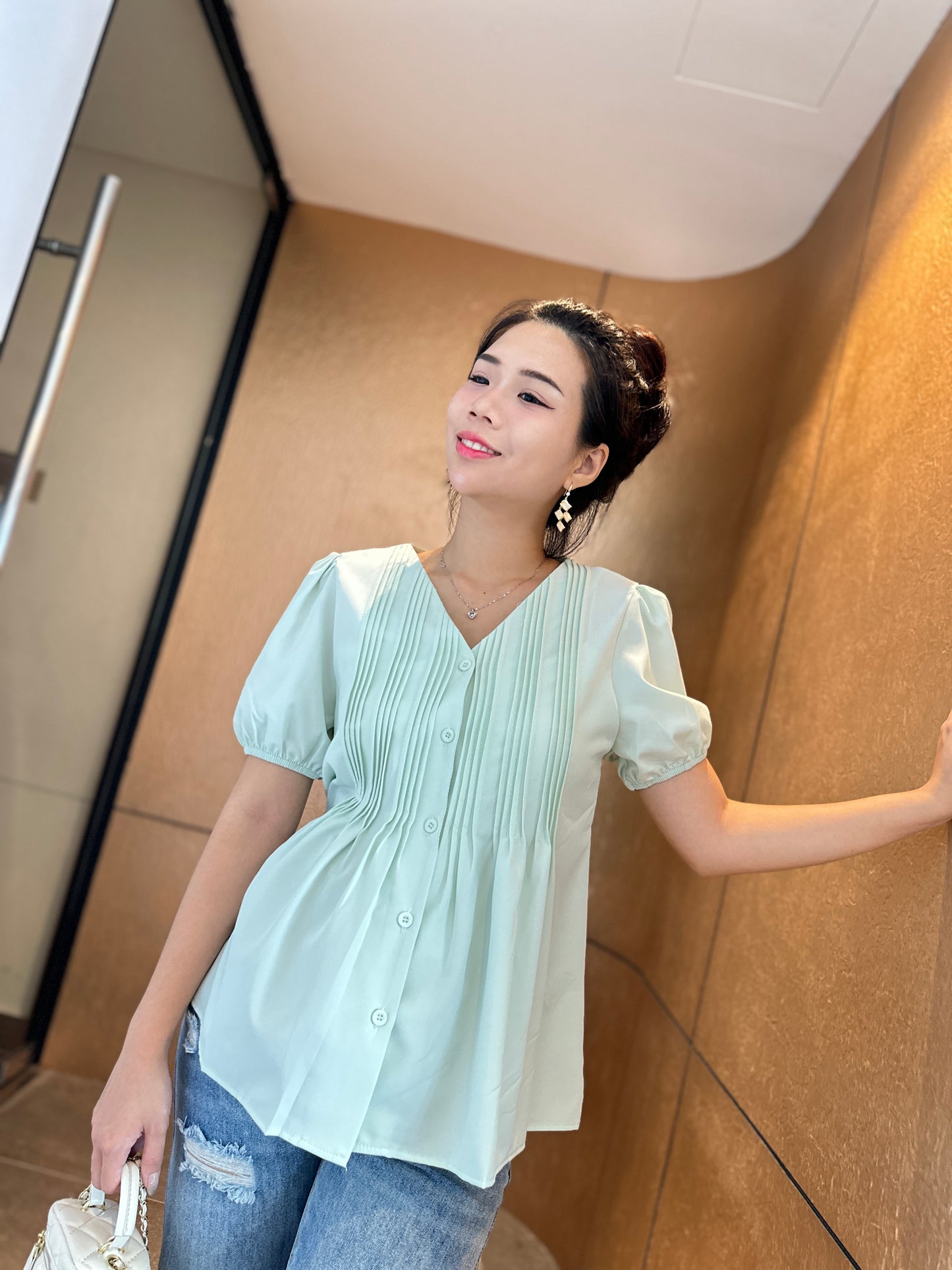 Emayne Sleeved Button Blouse