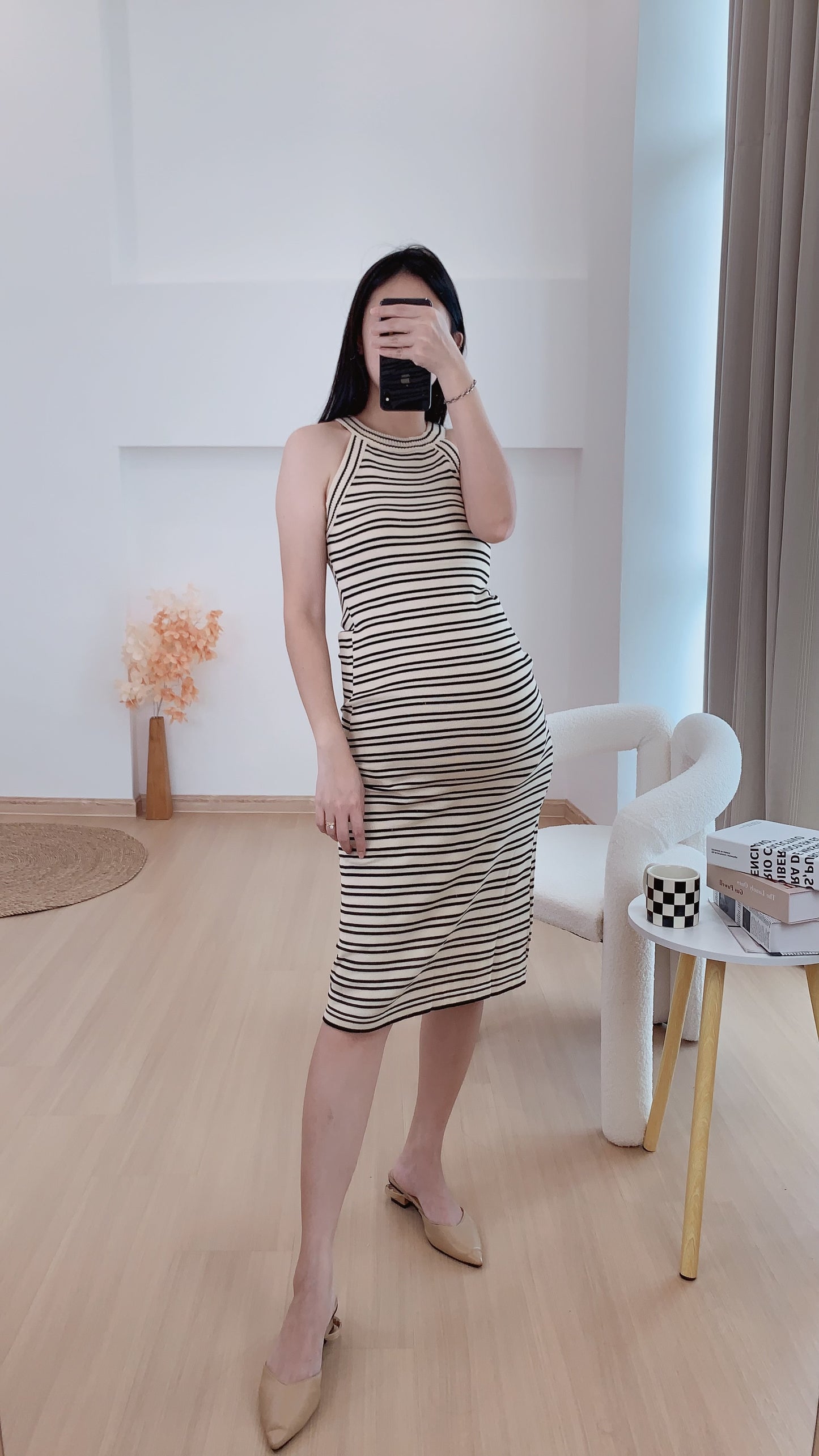 Carrie Halter Neck Stripes Dress