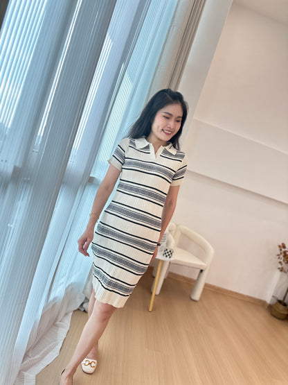 Veons Stripes Stretchy Knits Dress