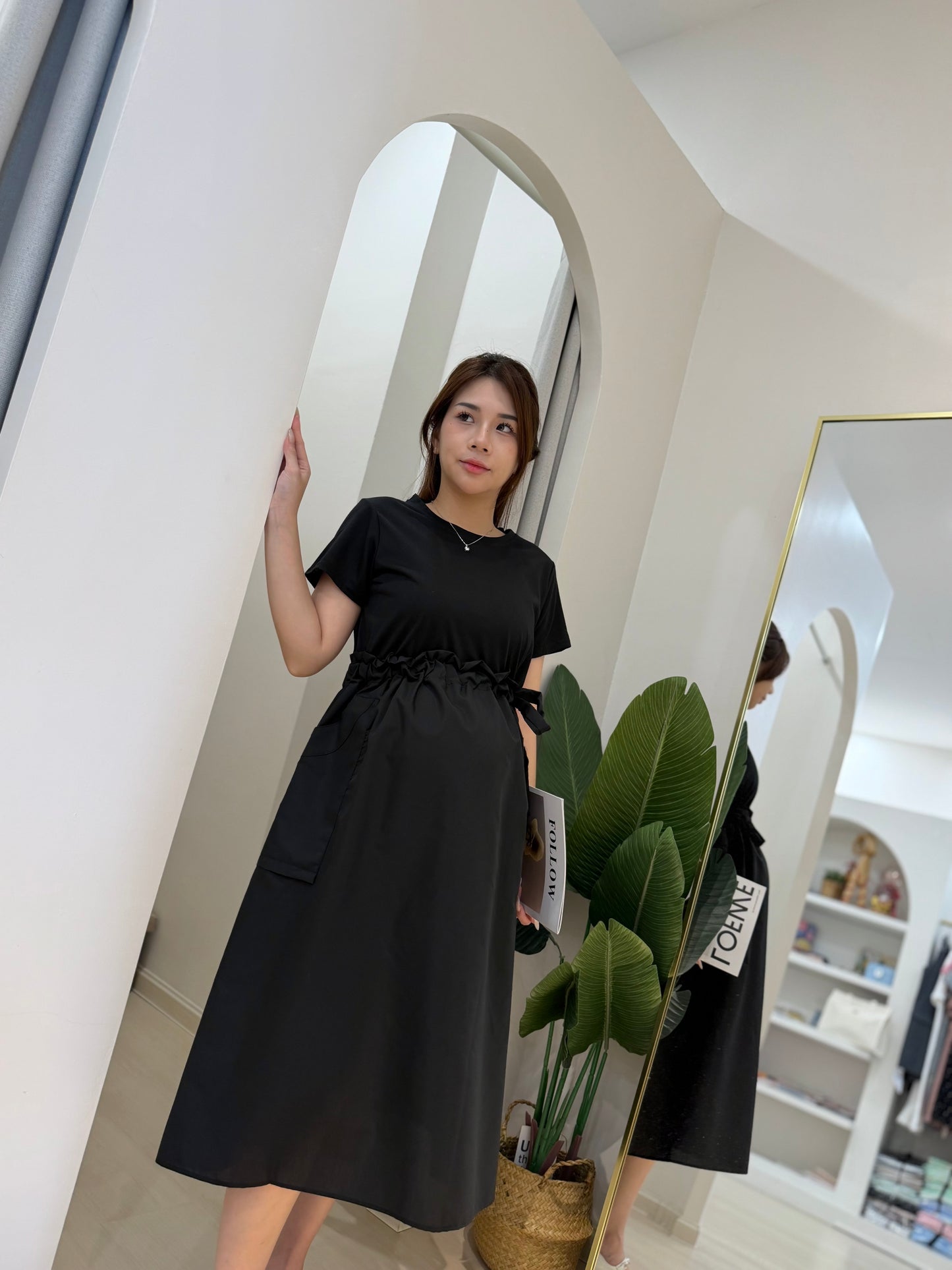 Zoyya Drawstring Pocket Flare Dress
