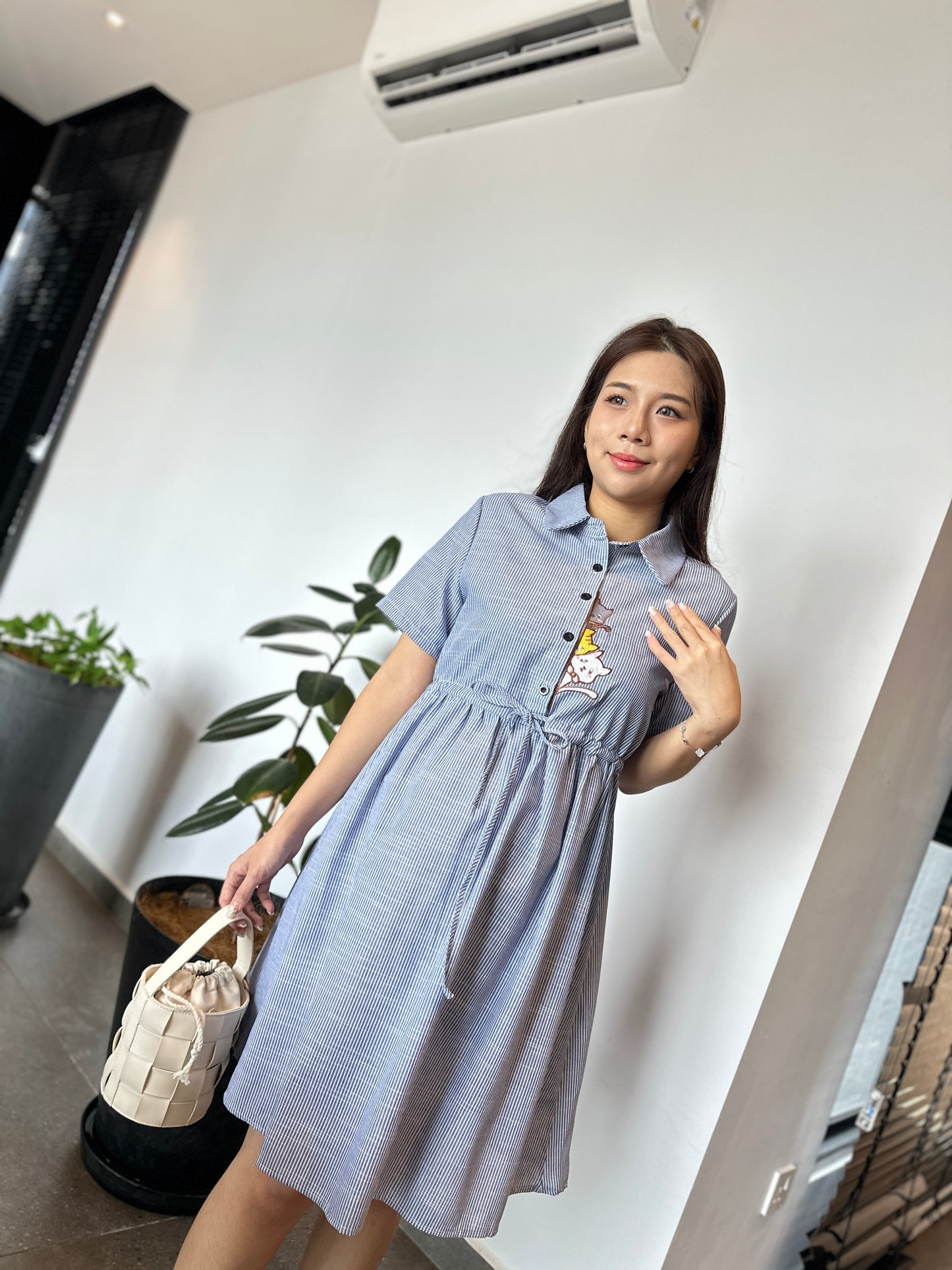 Weyzoe  Kitten Blue Stripes Dress