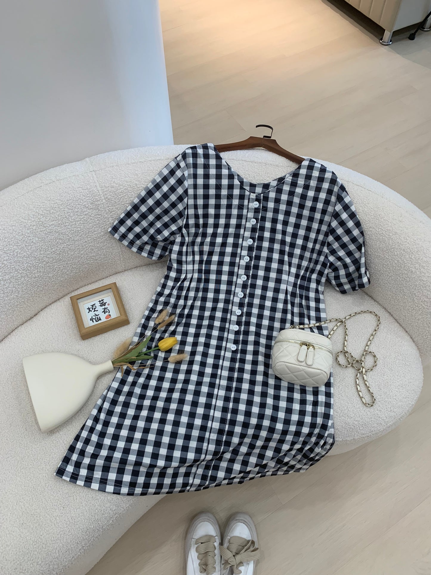 Leeya Plaid Cotton Linen Dress
