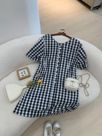 Leeya Plaid Cotton Linen Dress